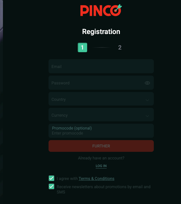 Регистрация Пинко